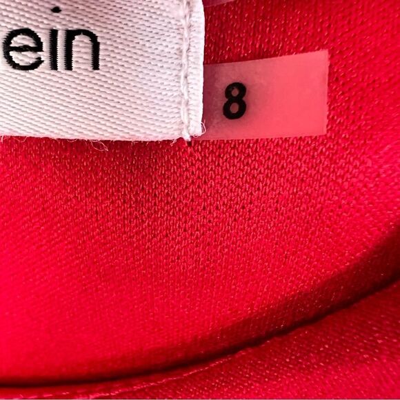 Calvin Klein Imperial Red Ruffle Sheath Cap Sleeve Dress Size 8 - Picture 6 of 12